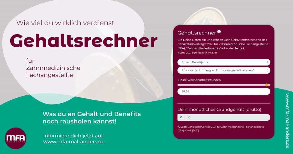 ZFA / Zahnmedizinische Fachangestellte Gehalt 2023 - Berechne Dein Gehalt mit unserem Gehaltsrechner