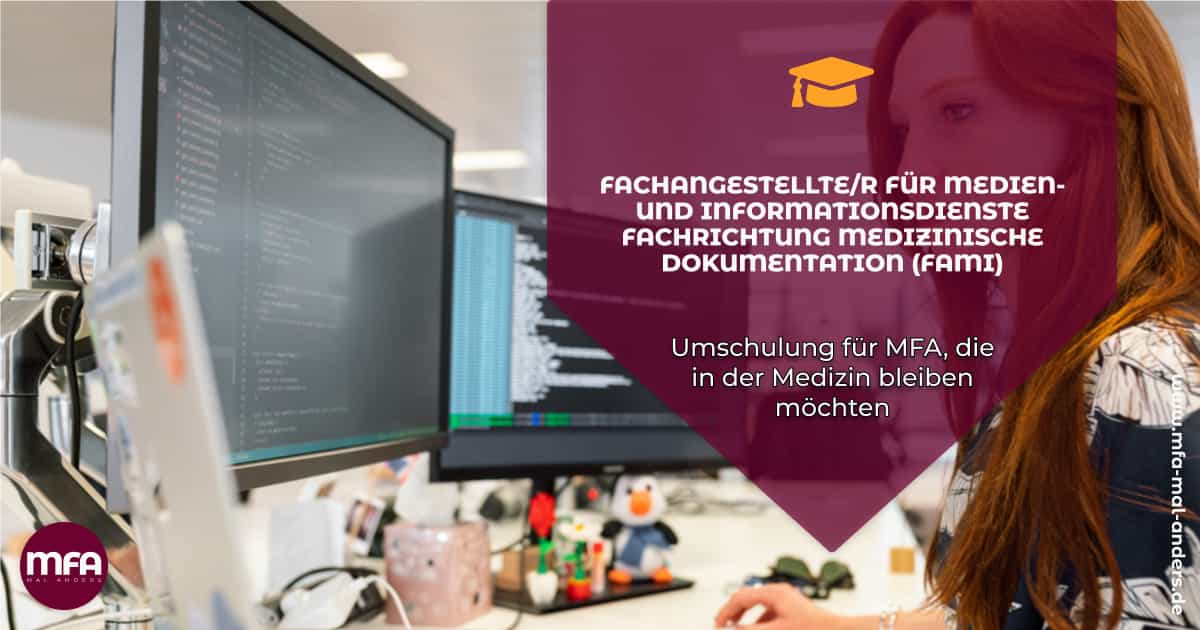 Fachangestellte für medizinsche Dokumentation sitzt am Computer und studiert Zahlen.