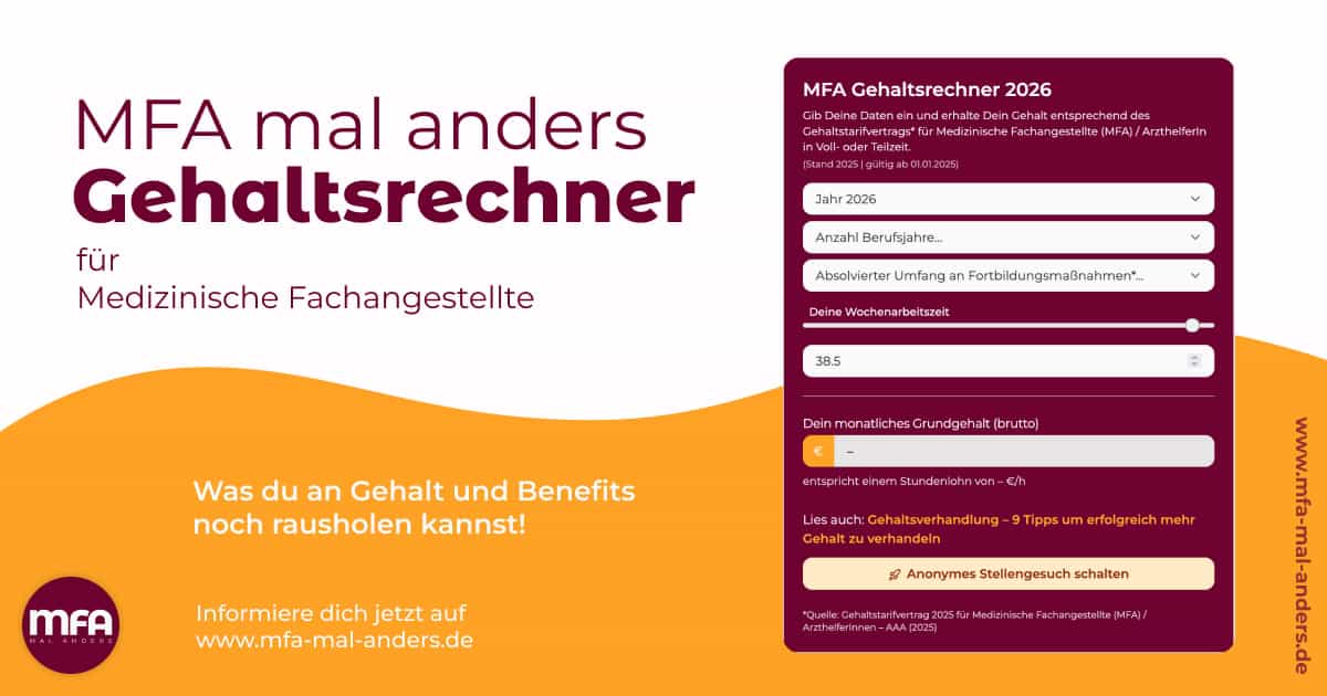 MFA / Medizinische Fachangestellte / ArzthelferIn Gehalt 2026 - Berechne Dein Gehalt mit unserem Gehaltsrechner