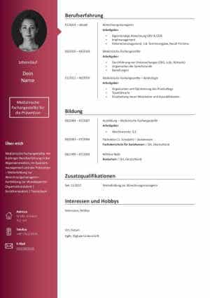 Bild von Mustervorlage für Lebenslauf
