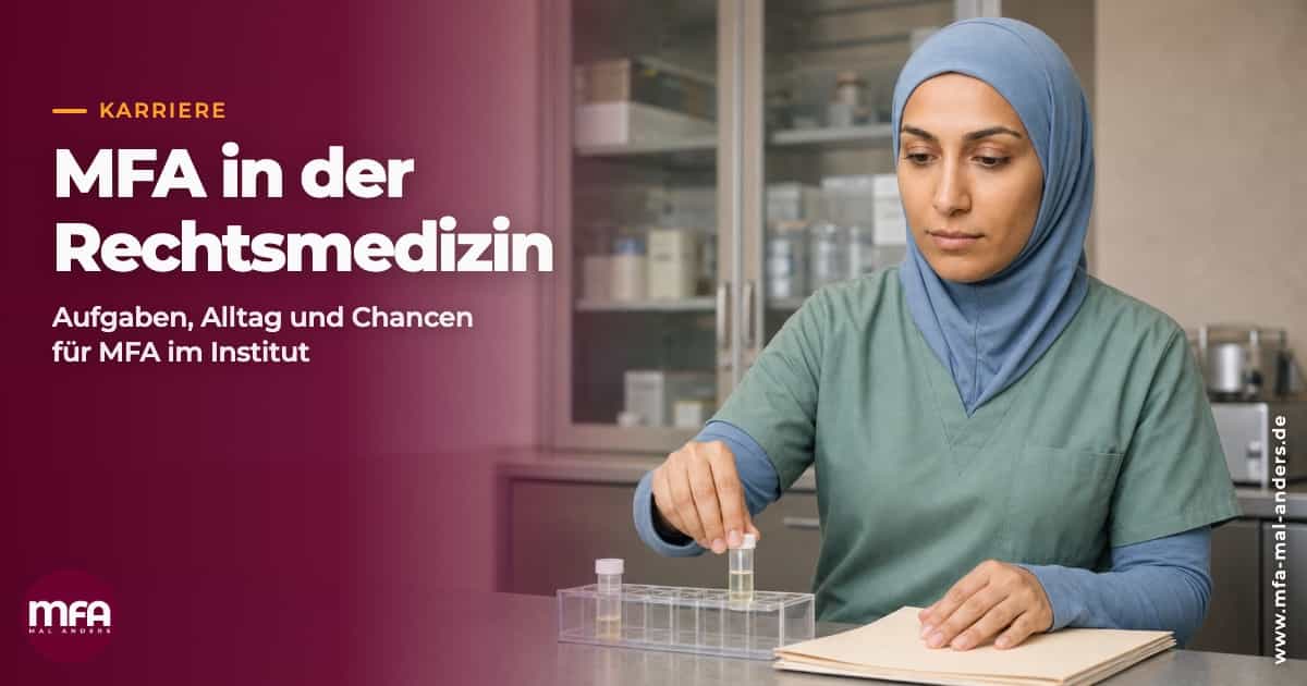 Benutze medizinische Instrumente als Aufhänger für den Artikel über Aufgaben als MFA in der Rechtsmedizin