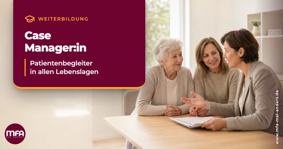 Case Manager Titelbild mit Frau am Schreibtisch