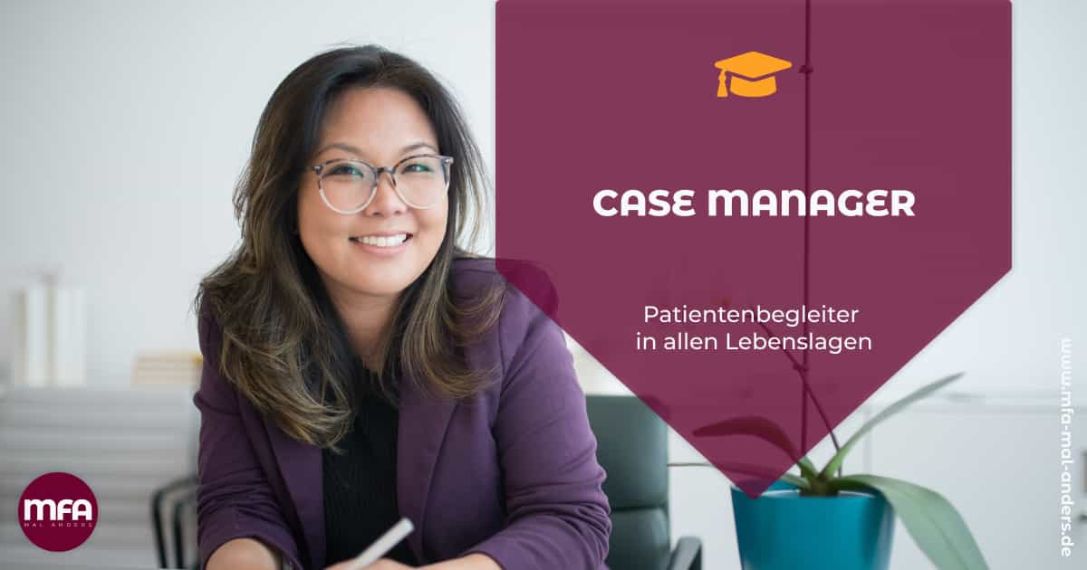 Case Manager Titelbild mit Frau am Schreibtisch